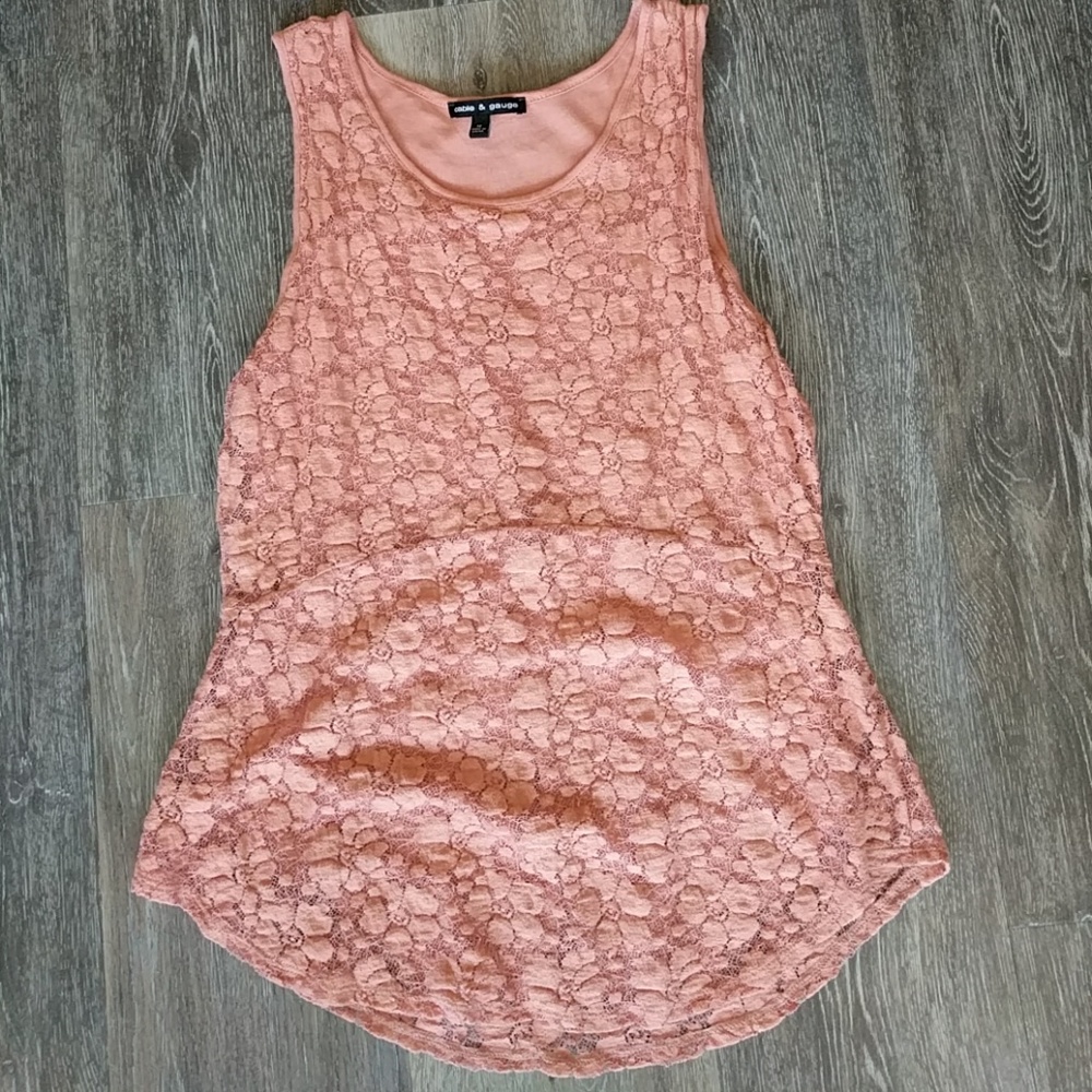 Blush floral lace tank top